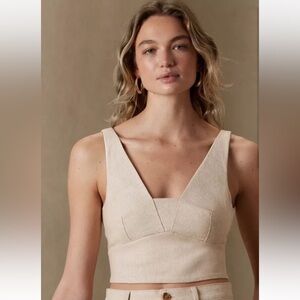 NWT Banana Republic Beige Linen Crop Top